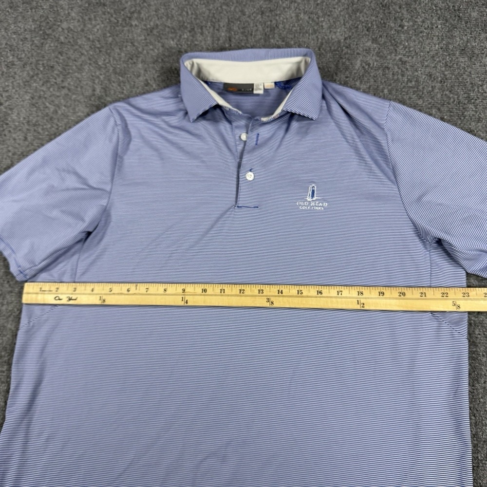 Kjus Old Head Golf Links Polo Mens XL Blue Striped Soren Performance UPF 50+ - Picture 6 of 9